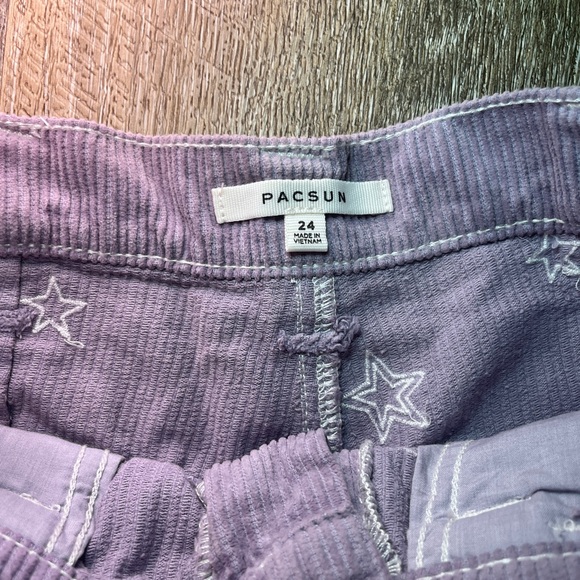 PacSun Lilac Corduroy Shorts Y2K Cargo Utility High Waist Purple Size 24 - Picture 4 of 6